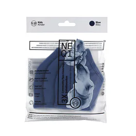 NEQI Kids Community Face Coverings 6-10 Years Blue Προστατευτική μάσκα για παιδιά 3 τεμ